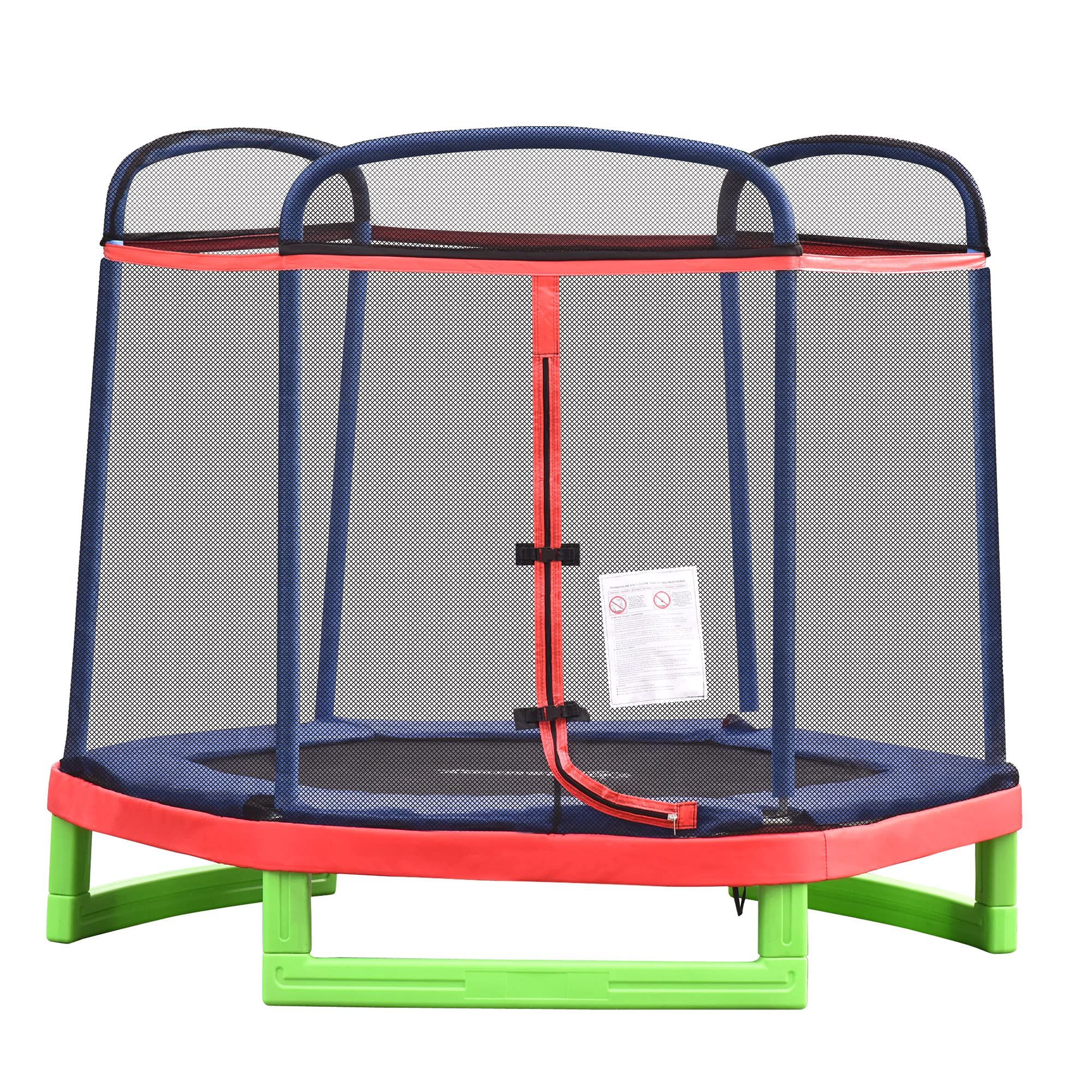 Outsunny 7FT Heavy-Duty Kids Trampoline with Safety Net - Outdoor Backyard Bounce Toy for Ages 3-12 | Perfect for Exercise, Playtime & Backyard Fun (Red)