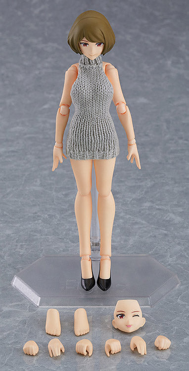 Figma #505 Chiaki Backless Sweater Outfit Body - Anime Figure Collectible for Display & Cosplay Enthusiasts