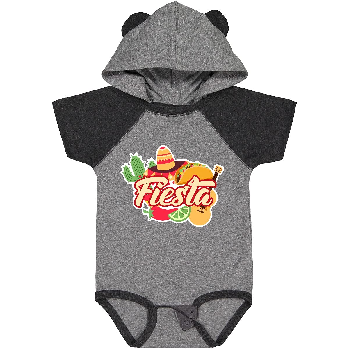 Inktastic Fiesta with Sombrero Taco Cactus Lime Red Pepper Baby Bodysuit - Cute Mexican Theme Outfit for Infants, Parties & Cinco de Mayo Celebrations