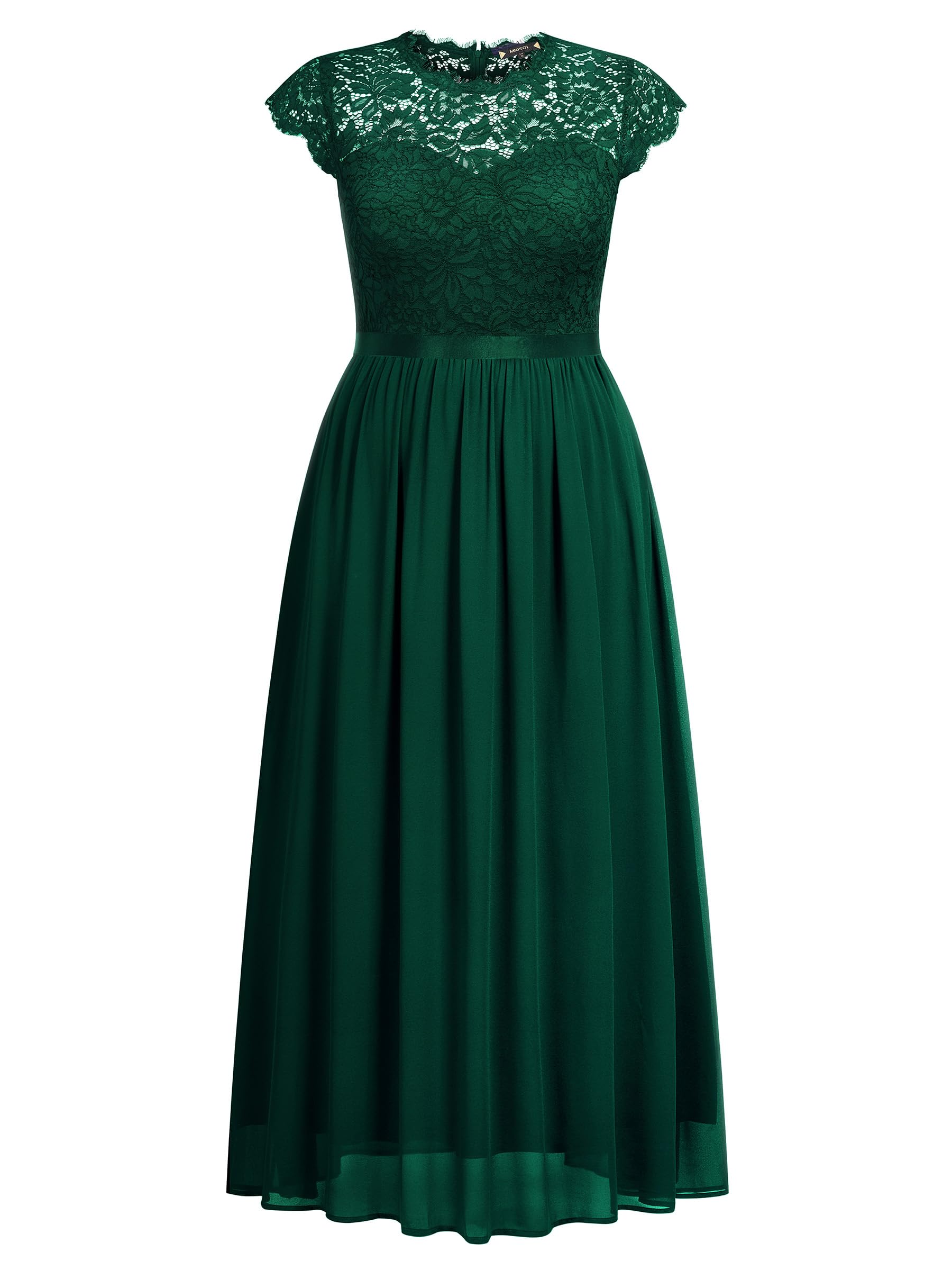 Miusol Women's Plus Size Floral Lace Maxi Dress for Bridesmaid, Wedding Guest & Formal Party - Elegant Long Evening Gown for Special Occasions