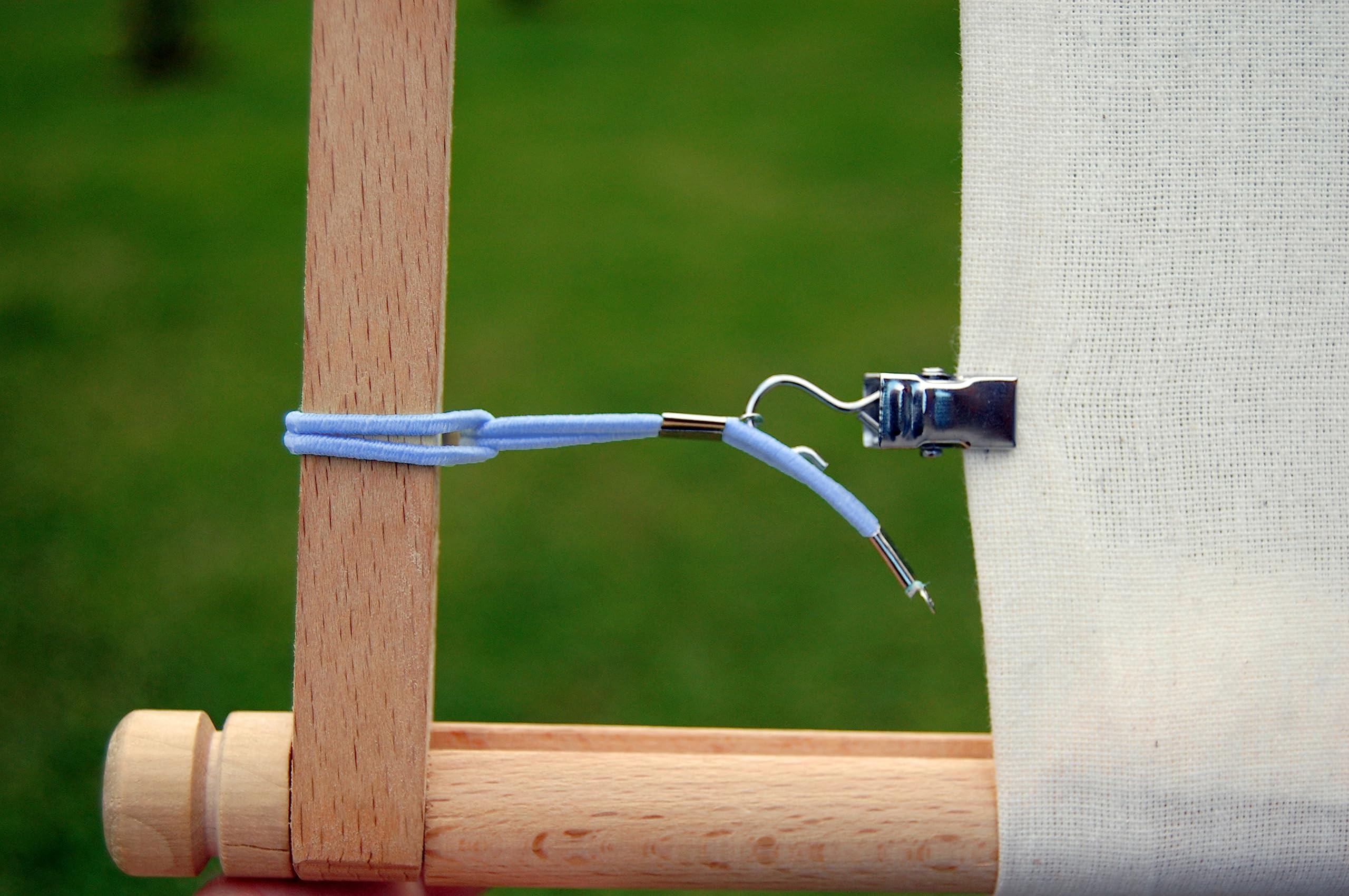 6-Pack Canvas Stretch Clips for Cross Stitch & Embroidery - Blue Side Tensioners for Scroll Frames & Rods | Perfect for Securing Fabric on Embroidery Hoops and Craft Projects
