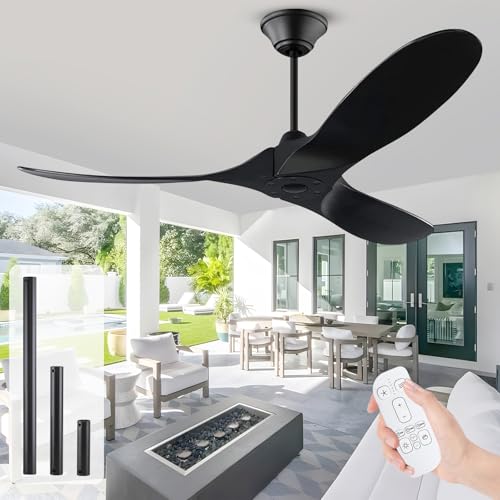 52 Inch Black Ceiling Fan No Light
