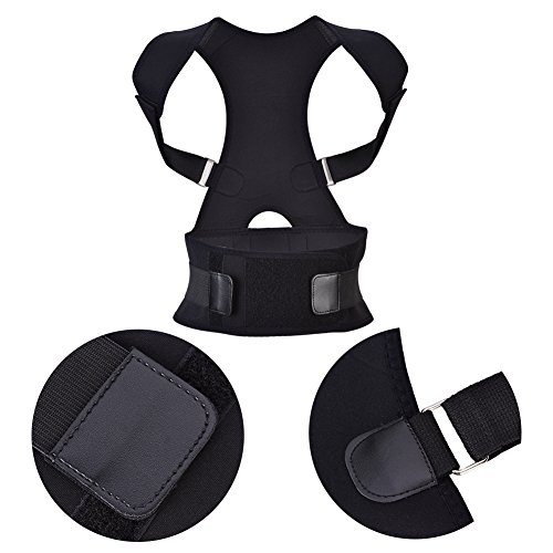 Adjustable Posture Corrector Belt for Men & Women - Back Brace with Magic Tape for Improved Posture & Pain Relief (Black, XXL) - Perfect for Office Work, Gaming & Daily Comfort