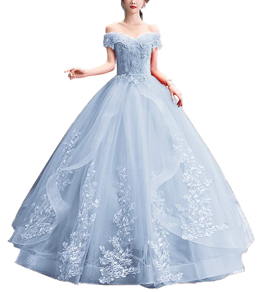 LBKKC Sweet 16 Dresses for Women - Off Shoulder Ball Gown Tulle Lace Quinceanera Dress Sleeveless Plus Size Formal Gown - Perfect for Birthday Parties, Prom, Homecoming, and Special Occasions
