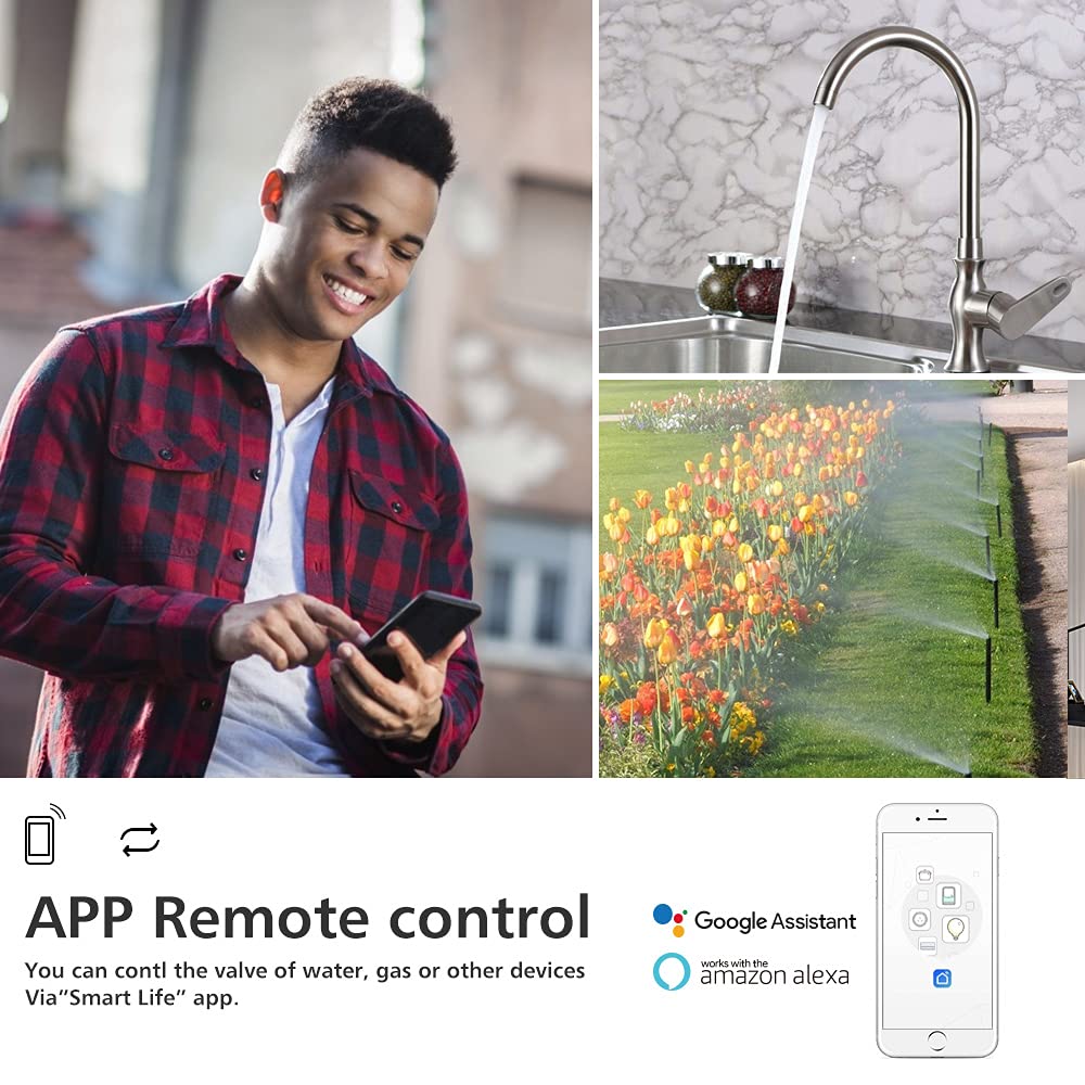Smart WiFi & Bluetooth Water/Gas Shut Off Valve Controller - Remote Control Wireless Automatic Valve Compatible with Alexa & Google Assistant - Perfect for Smart Home, Leak Prevention & Sprinkler Systems