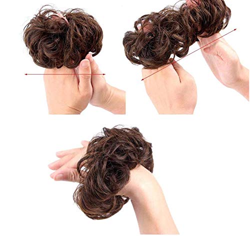 Majik Synthetic Messy Bun Hairpiece - Curly Bun Extension & Ruffle Scrunchie for Women & Girls (Black) | Perfect for Everyday Wear, Parties & Special Occasions