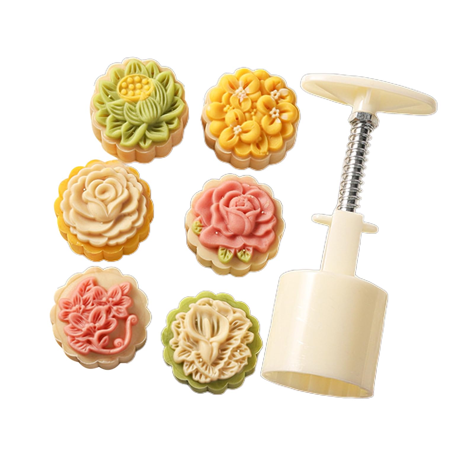 Flower Shaped Mooncake Mold - DIY Moon Cake Maker for Mid-Autumn Festival, Cookie Stamp & Baking Tool for Homemade Desserts (Perfect for Holiday Gifts & Family Baking Activities)