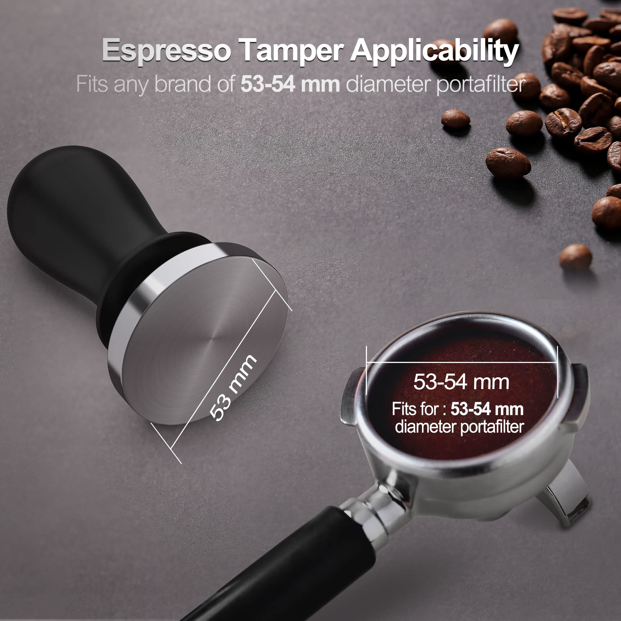 53mm Espresso Calibrated Tamper - Premium Coffee Spring Loaded Tamper with Pressure Gauge | Weighted Espresso Hand Tamper for Perfect Coffee Grounds | Ideal for Home Baristas & Coffee Shops