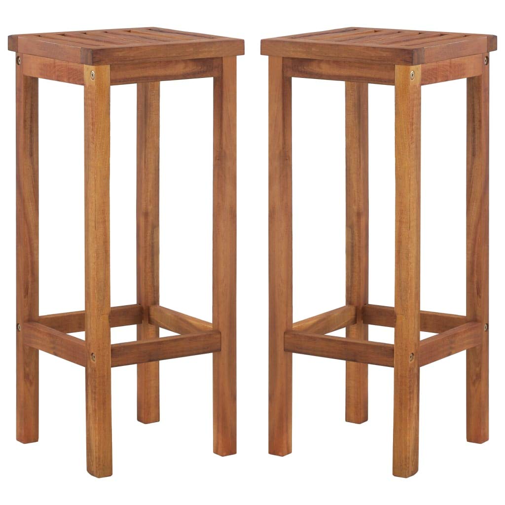 Vintage Wooden Bar Stools Set of 2 - Counter Height Backless Chairs for Kitchen, Dining Room, Pub & Bistro - Rustic Indoor Furniture for Home, Cafe & Restaurant Decor