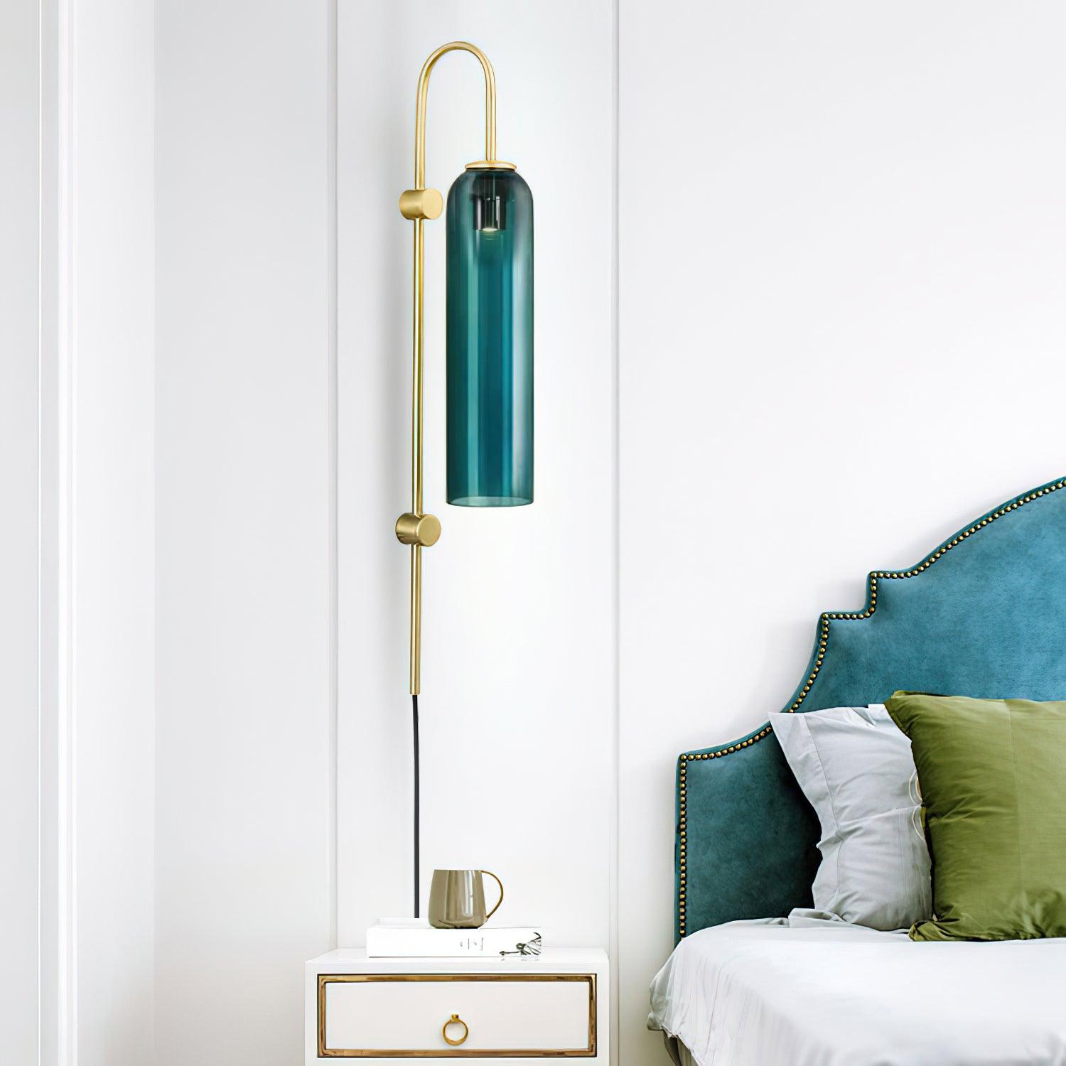 Modern Glass Plug-In Wall Sconce - Elegant Lighting Fixture for Bedroom, Living Room & Hallway Decor
