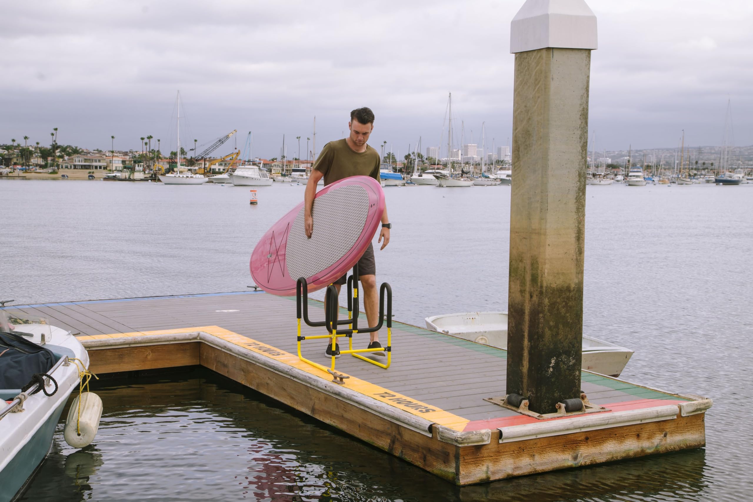 Suspenz Double-Up SUP Stand for 2 Stand Up Paddle Boards or Surfboards - Heavy Duty Yellow Kayak Rack (22-9936) - Perfect for Garage, Beach House, or Outdoor Storage