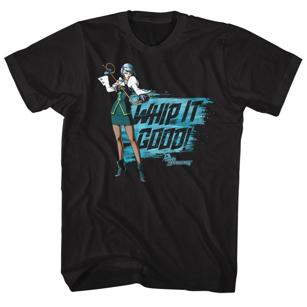 Franziska von Karma Ace Attorney Whip It Good Gaming T-Shirt - Black Adult Large Size | Anime Gamer Tee for Cosplay, Conventions & Casual Wear