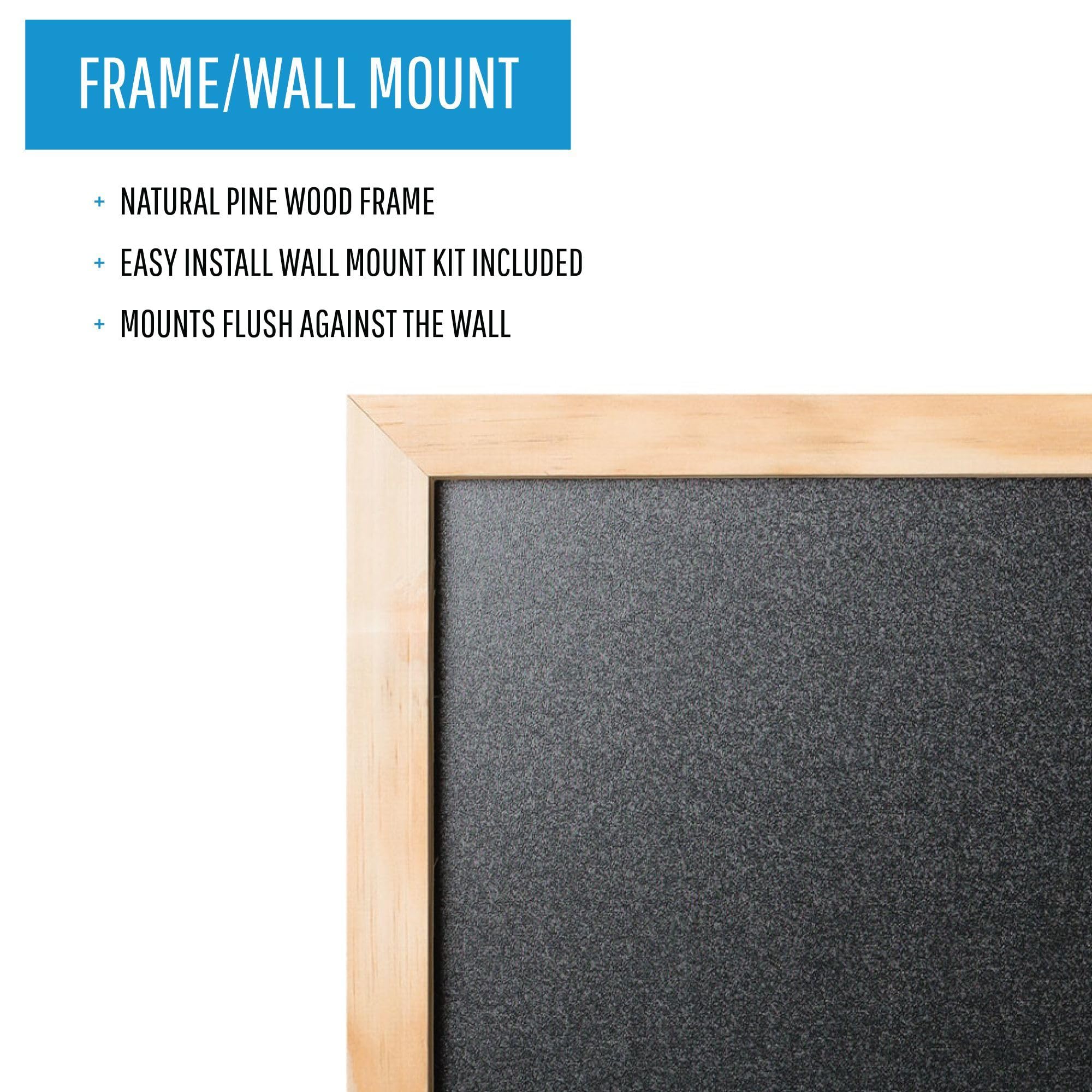 Mastervision Black Chalk Board 12x18 Inches with Pine Wood Frame & Wall Mount Kit - Perfect for Classrooms, Restaurants, and Home Decor - Works with Chalk & Liquid Chalk Markers