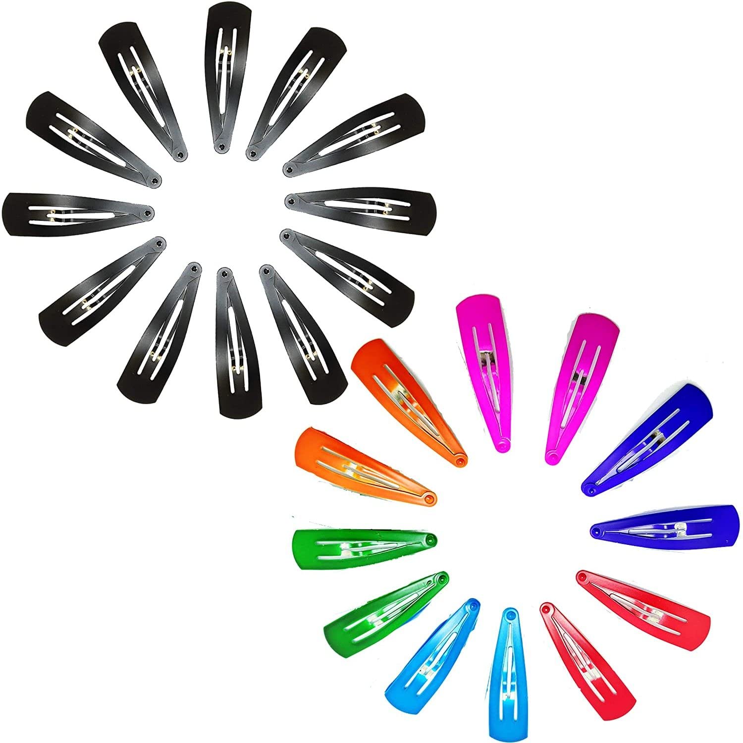 Snowpearl Tic Tac Hair Clips for Women & Girls - 24-Piece Set of Black & Colorful Metal Snap Hair Accessories - Perfect for School, Work, Parties & Everyday Styling