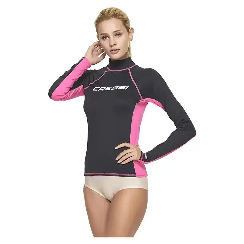 Women's Long Sleeve Rashguard UPF 50+ Sun Protection Swim Shirt - Cressi Lady Rash Guard for Surfing, Swimming & Outdoor Water Sports