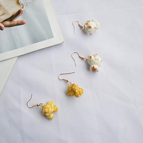 2 Pcs Handmade Resin Drop Earrings - Cute Cartoon Snack & Popcorn Dangle Earrings for Women, Funny Food Charm Jewelry Gift - Perfect for Parties, Cosplay & Daily Fashion Accessories