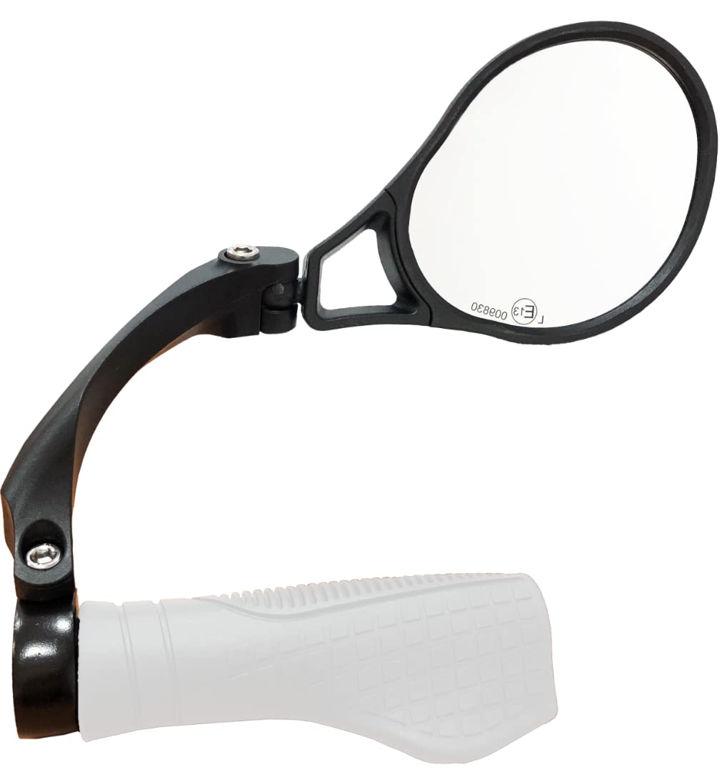 Hafny E13 Approved E-Bike Mirror - Large Surface Handlebar Bike Mirror with HD Automotive Grade Glass - Safe Blast-Resistant Cycling Mirror for Road Bikes, Mountain Bikes & Commuting