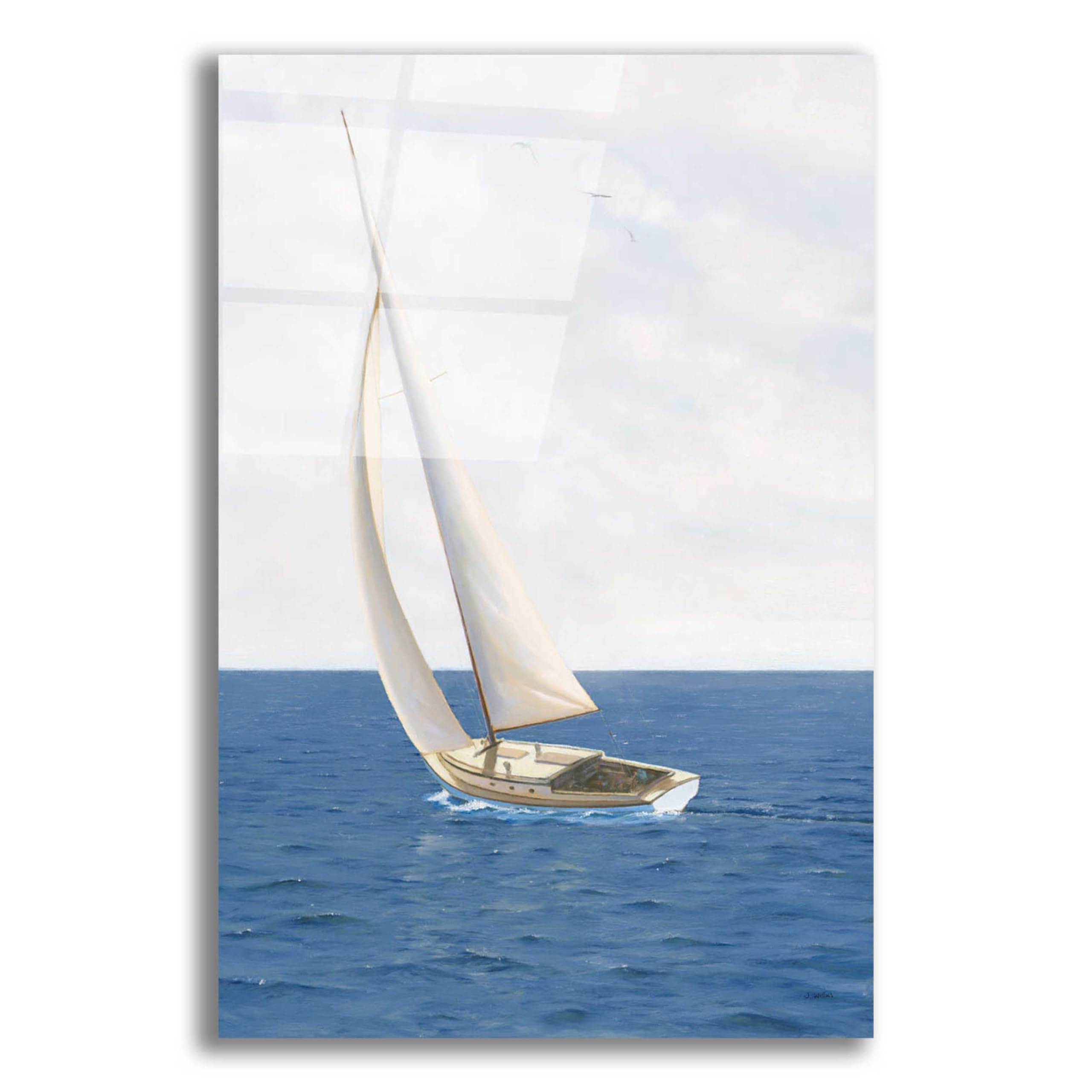 Epic Art 'A Day at Sea II' by James Wiens - 16x24 Inch Acrylic Glass Wall Painting - Modern Ocean Wave Decor for Living Room, Bedroom & Office