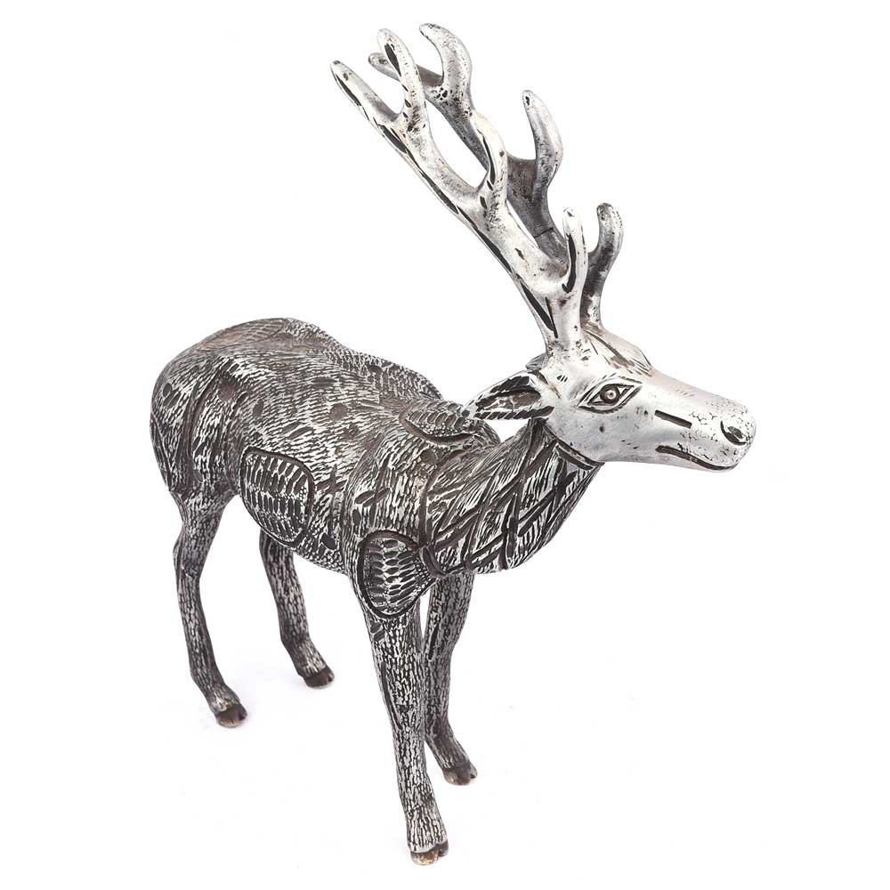 Indian Shelf Deer Statues | Brass Coffee Table Centerpiece | Antique Gold Home Decor | Living Room & Office Desk Showpiece | Perfect Gift for Housewarming & Interior Design
