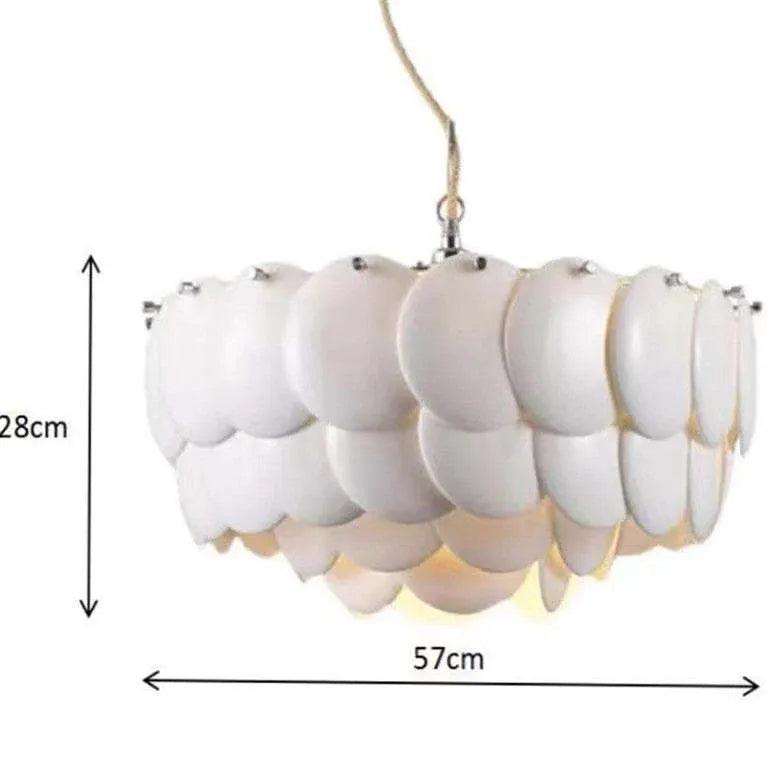 Modern White Scales Disc Pendant Light - Elegant Ceiling Lighting for Dining Room, Kitchen, or Bedroom Decor