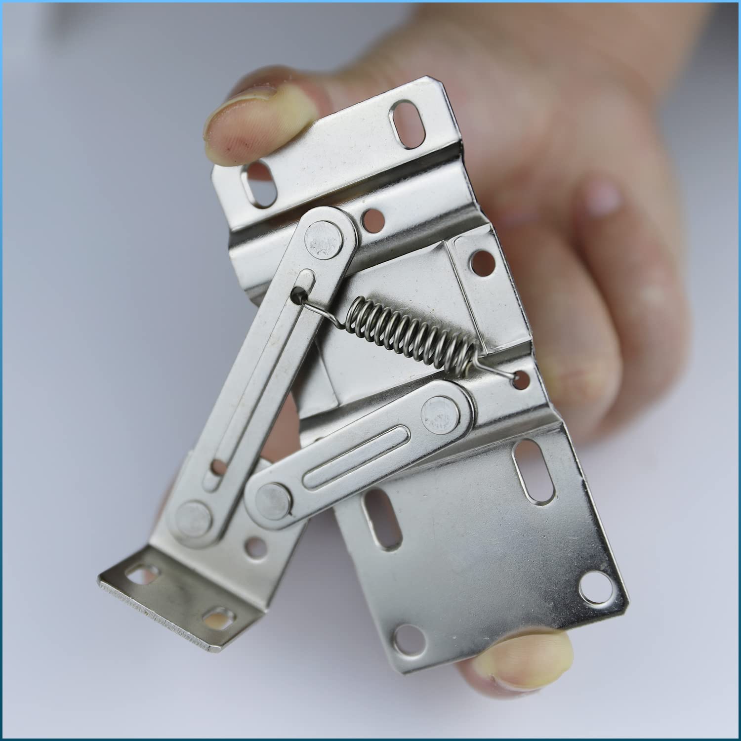 SUUJI 45 Degree Tilt Tray Hinges - 1 Pair Heavy Duty Steel Scissor Hinges for Kitchen Sink Drawers, Bathroom Flip-Down Doors & Cabinet Storage Boxes | Durable Silver Finish | Perfect for Space-Saving Storage Solutions