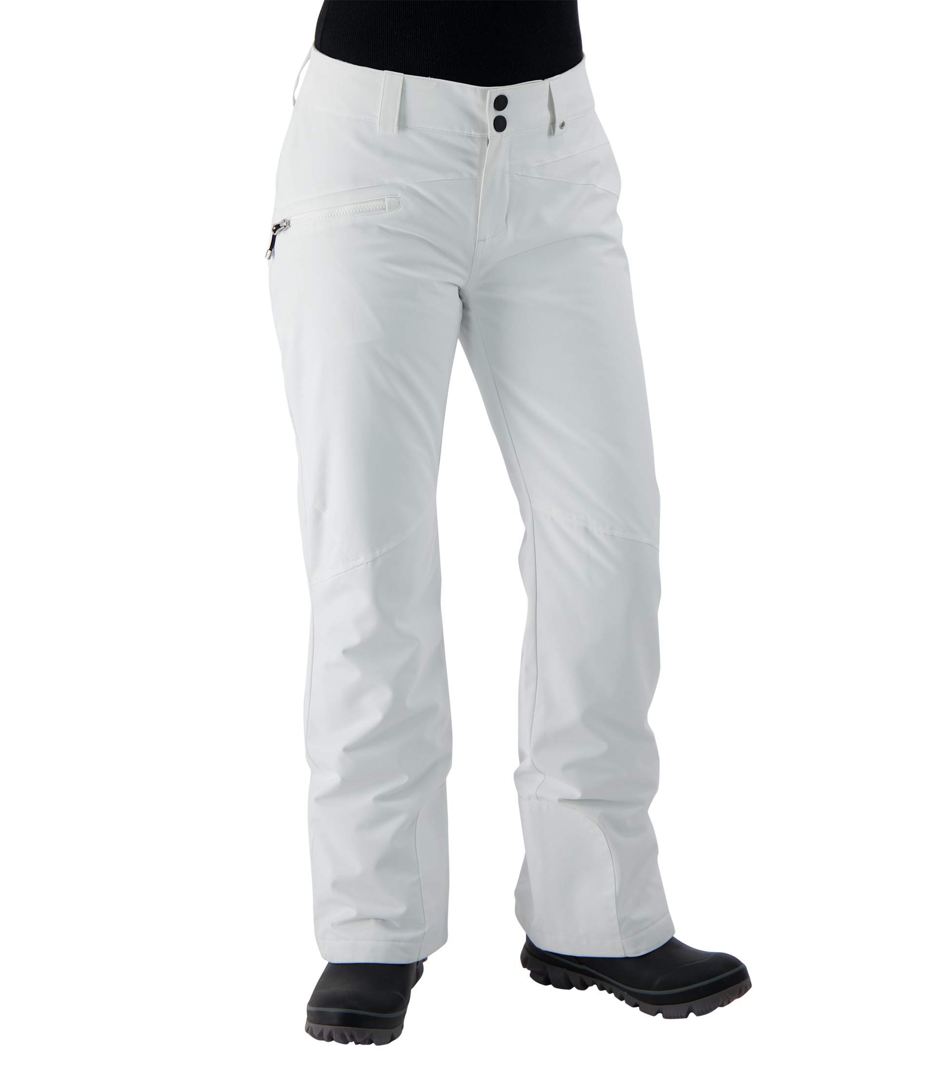 Obermeyer Malta Women's Fleece-Lined Pants - Adjustable Waistband & Reinforced Hem, Casual White Winter Trousers Size 14 | Perfect for Skiing, Hiking & Cold Weather Activities