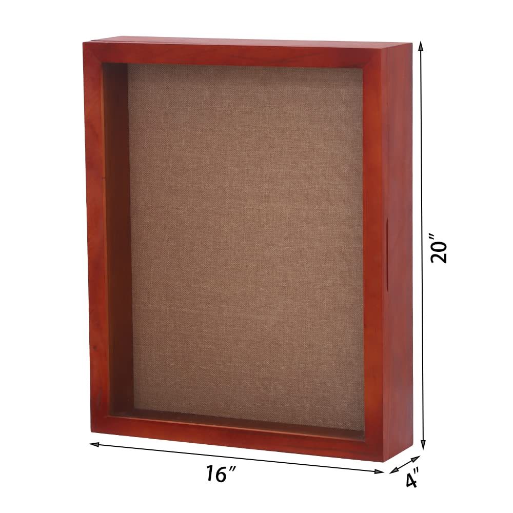 16x20 Extra Large Shadow Box Frame with Magnetic Door - Front Opening Display Case for Wedding Bouquets, Baseball Jerseys & Memorabilia - Cherry Wood - Perfect for Home Decor, Gift Giving & Memory Preservation