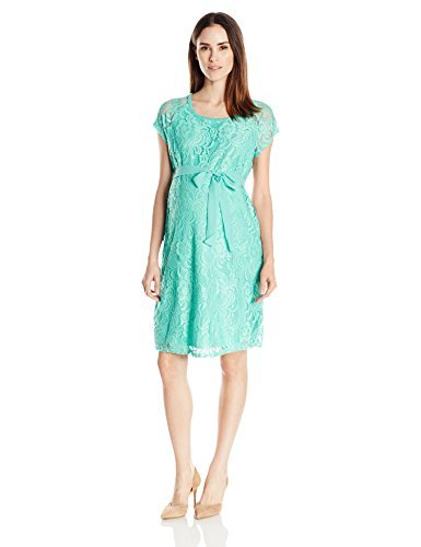 Three Seasons Maternity Short Sleeve Lace Dress for Women - Comfortable Pregnancy Dress for Baby Shower, Maternity Photo Shoot & Everyday Wear