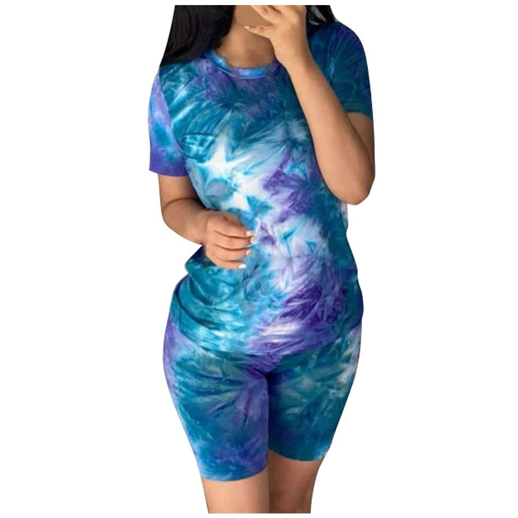 Women's Tie Dye Pajama Set - Short Sleeve Sleepwear & Lounge Outfit - Soft Cotton Nightwear for Women - Perfect for Sleepovers, Relaxing at Home, and Cozy Evenings