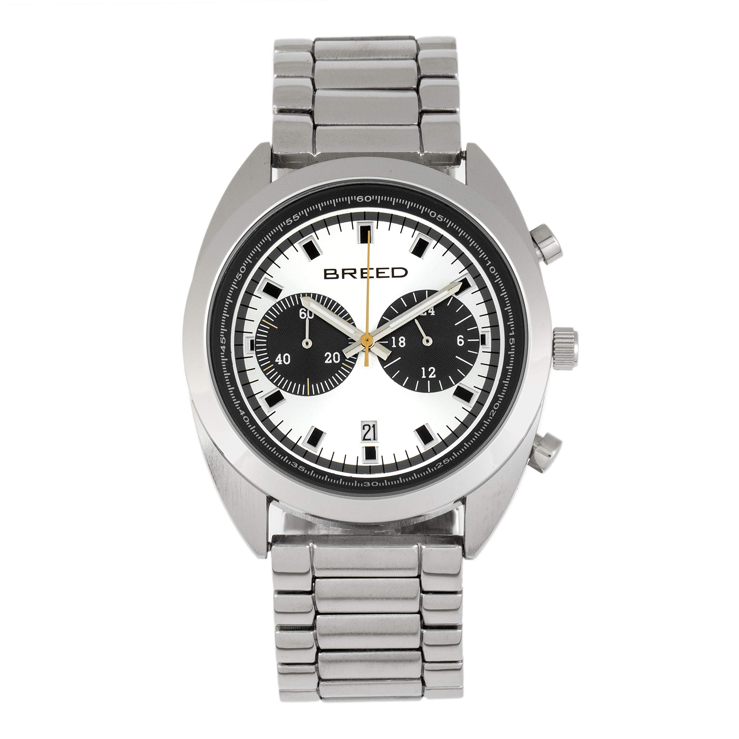 Breed Racer Chronograph Men's Watch with Date Display - Stainless Steel Bracelet, Water Resistant for Sports, Racing & Everyday Wear