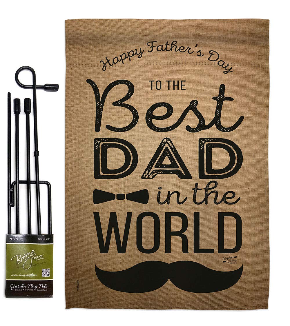 Best Dad Garden Flag Set with Stand - Father's Day Yard Gift for Home Decor