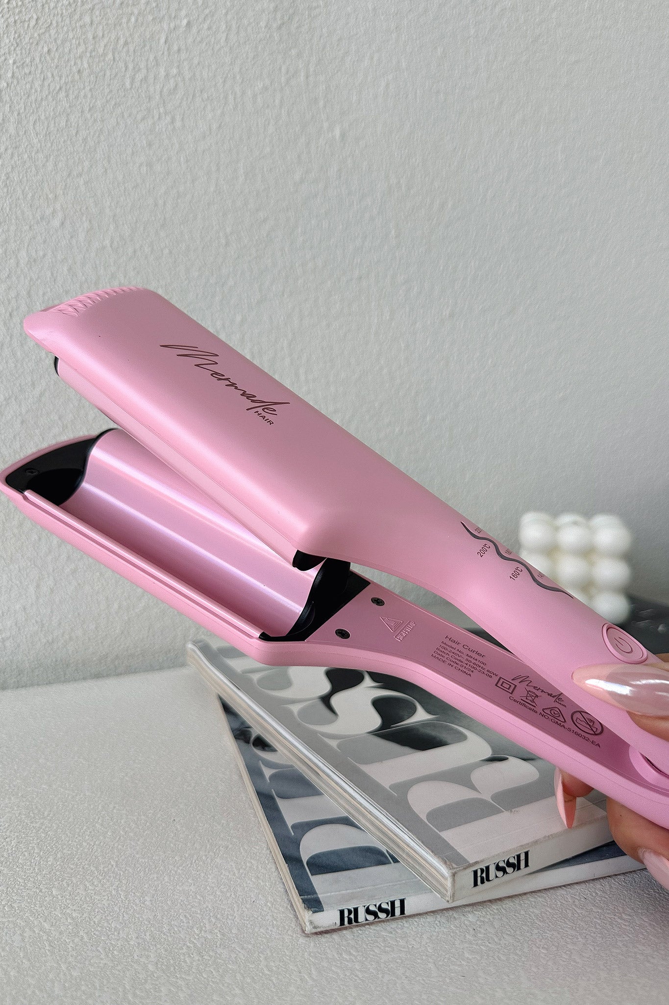 Mermade Double Waver Hair Curler - Pink | Professional Beach Waves Styler for Long & Short Hair | Perfect for Salon, Home Use & Travel