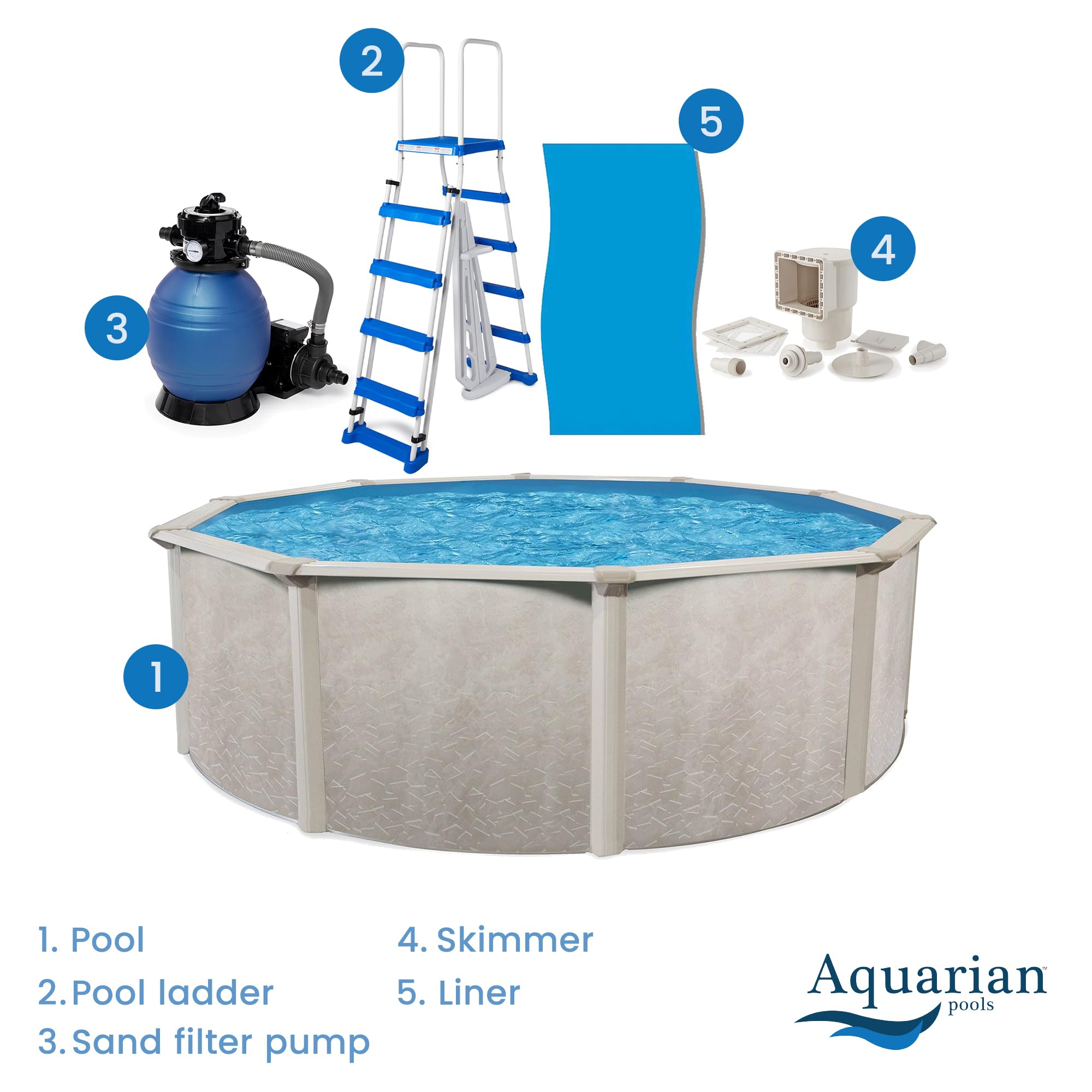 Premium Aquarian Steel-Frame Above Ground Pool Kit with Sand Filter & Pump - 18' Round Phoenix Model | Perfect for Backyard Swimming, Family Fun & Summer Relaxation