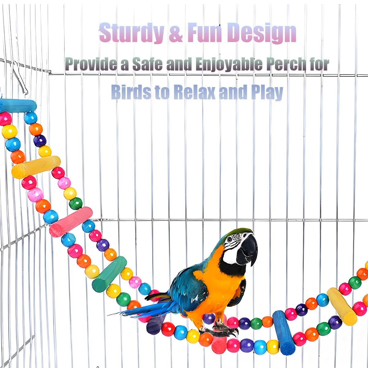 Premium Wooden Bird Toys for Parrots - 30 Inch Parrot Bridge, Swing & Ladder Set for Macaws, African Greys, Budgies, Cockatiels & Parakeets - Durable Play & Training Toys for Bird Cages - Perfect for Climbing, Exercise & Mental Stimulation