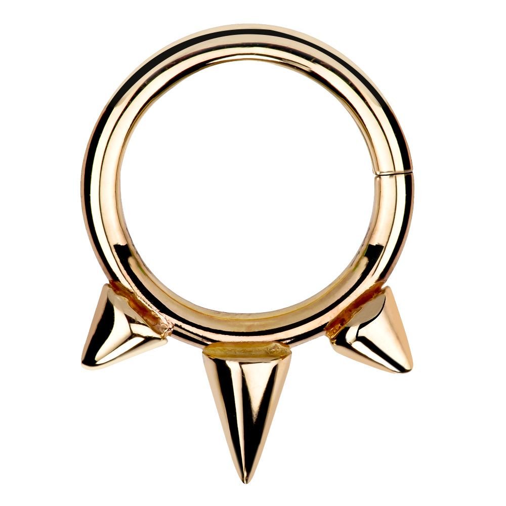 14K Gold Triple Spike Seamless Hoop Earrings for Cartilage & Helix - 16G & 18G Gauge - Dainty Punk Gothic Jewelry for Women - Perfect for Everyday Wear & Special Occasions