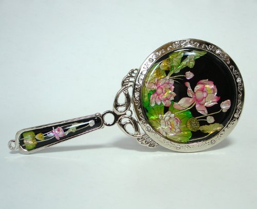 2X/1X Magnification Compact Mirror - Travel Makeup Mirror for Purses & Gifts (Princess Lotus) - Perfect for On-the-Go Touch-ups