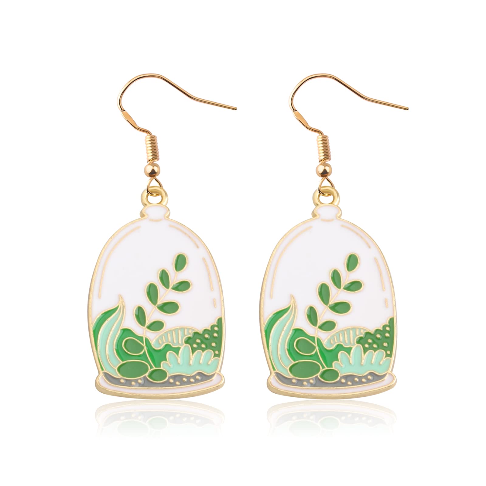 FUSTMW Green Cactus Dangle Earrings - Trendy Botanical Jewelry for Women | Perfect Gift for Plant Lovers, Boho Fashion & Summer Outfits