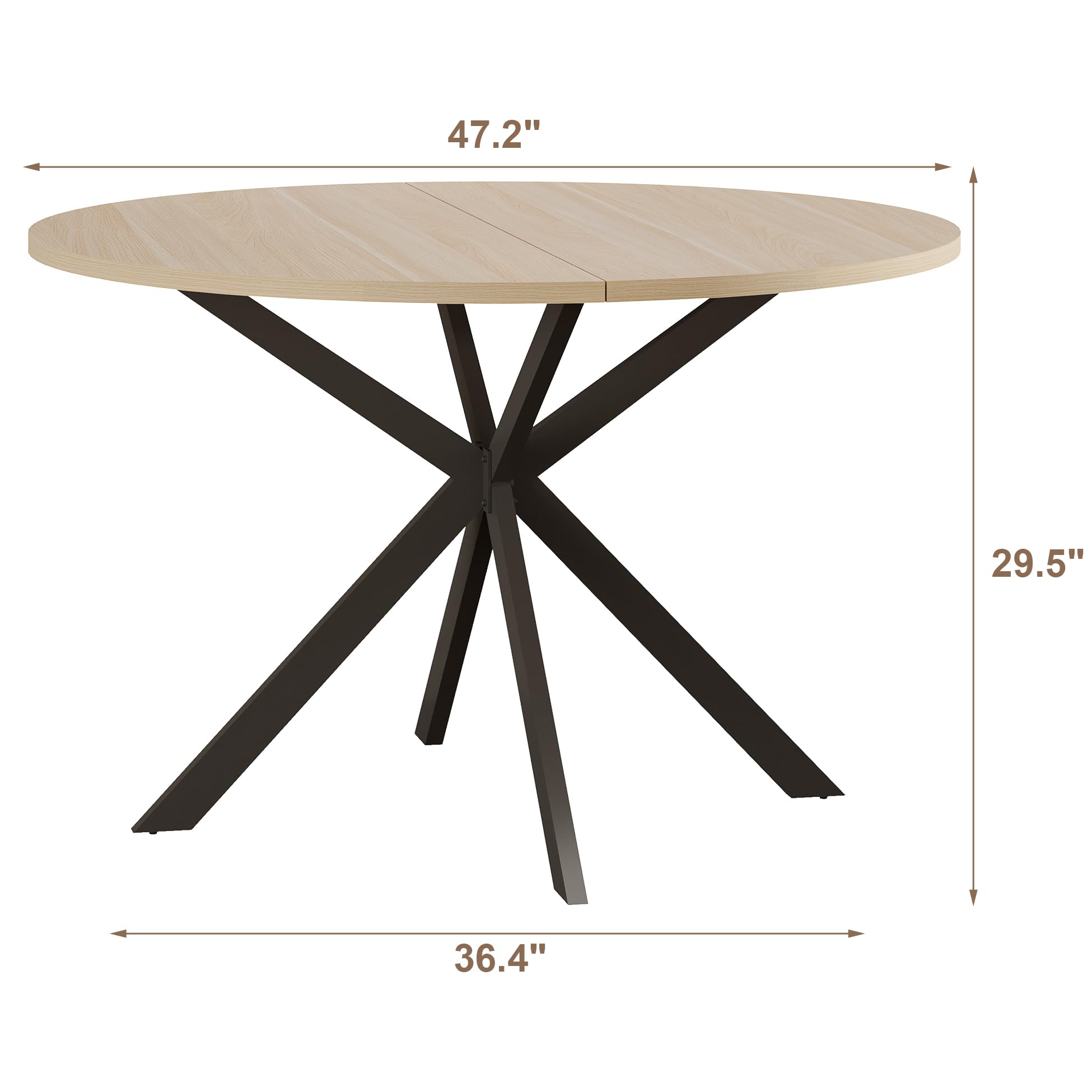 ChooChoo 47.2 Inch Round Wood Dining Table for 4, Natural Kitchen Table, Perfect for Home Kitchen, Dining Room, and Small Space Gatherings