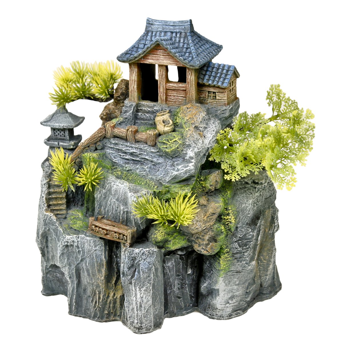 Exotic Asian Cottage House with Bonsai Aquarium Ornament - Zen Home Decor for Living Room, Office & Meditation Space