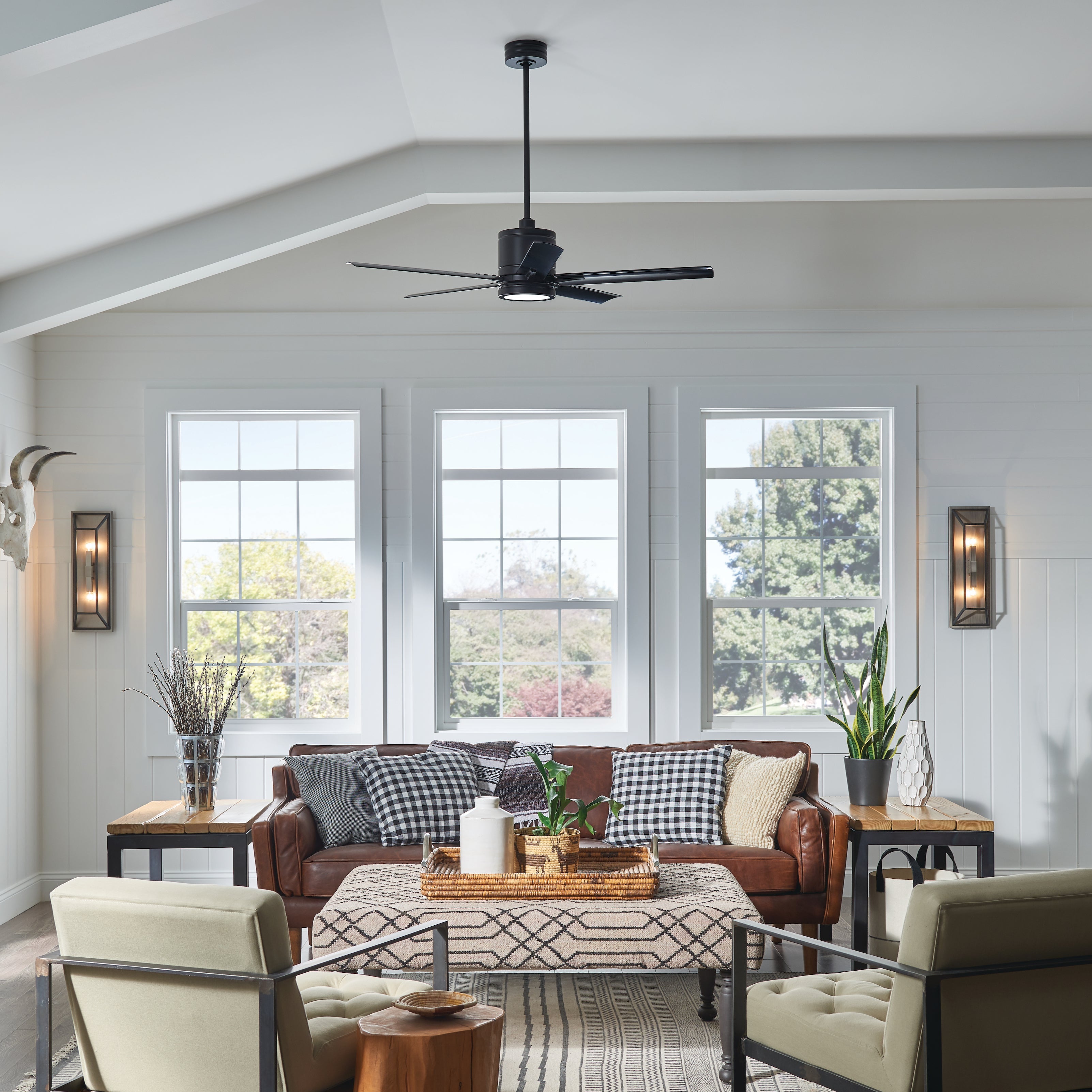 Vail Ceiling Fan with Light and Remote Control - 52 Inch Modern Flush Mount Indoor Ceiling Fan - Quiet Reversible Motor for Bedroom, Living Room, Kitchen, and Office - Energy Efficient DC Motor - 3 Speed Settings