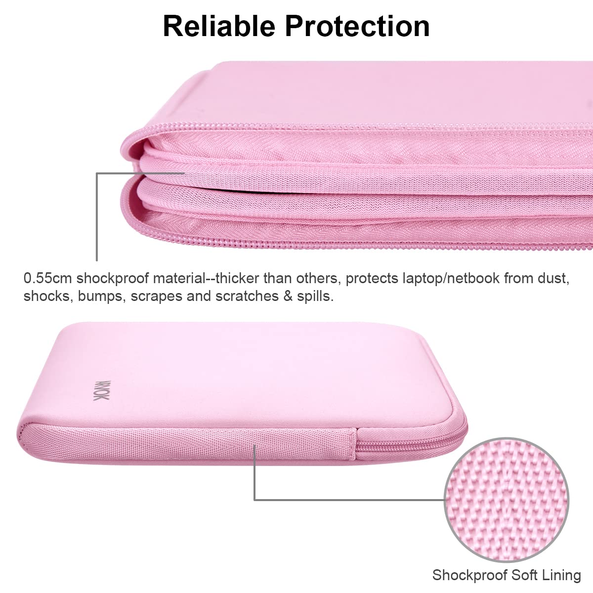 Premium 13-14 Inch Laptop Sleeve Case for MacBook Pro/Air, HP, Dell, Lenovo, Asus, Acer | Water-Resistant & Shockproof Notebook Cover | Perfect for Work, School & Travel | Pink