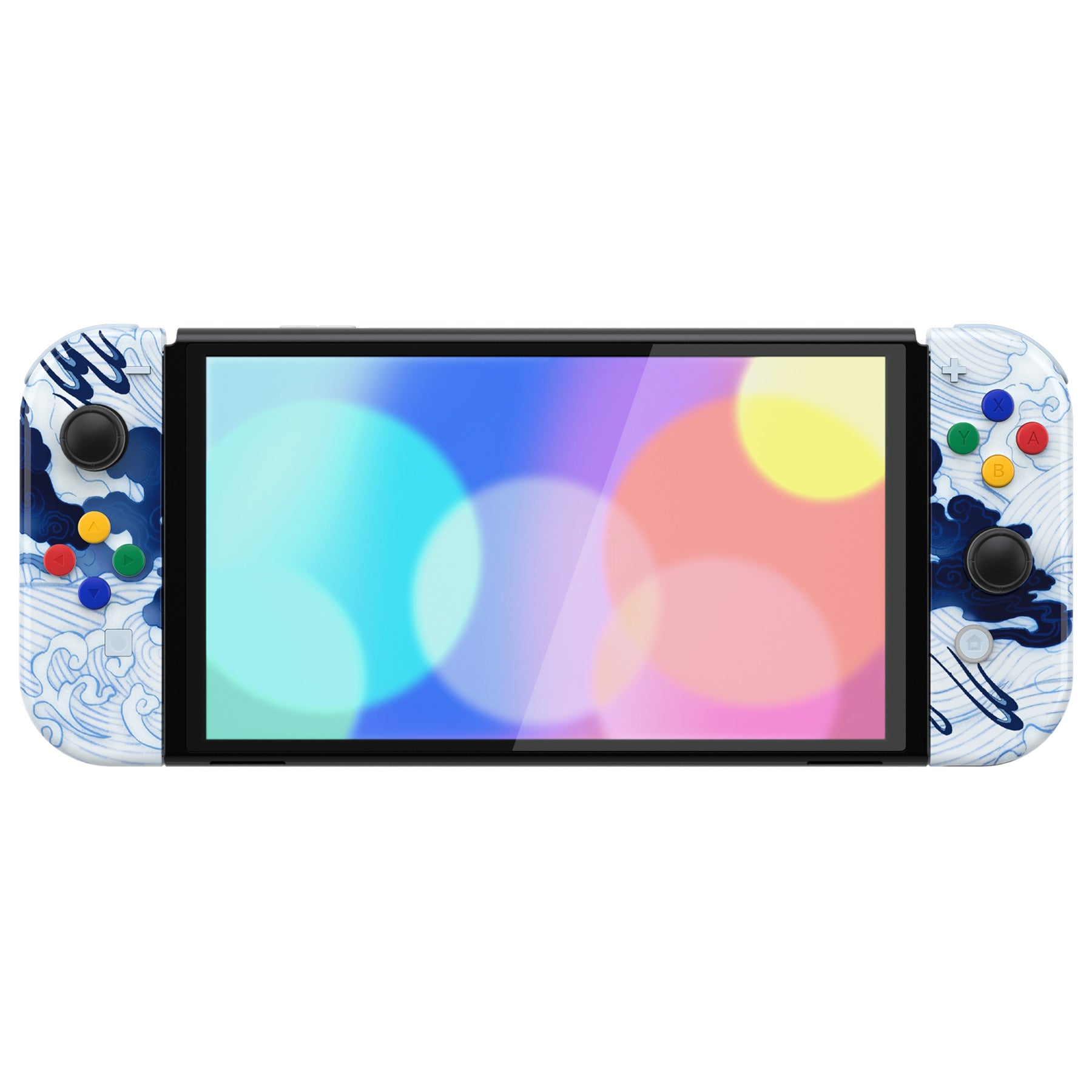 eXtremeRate Porcelain Dragon Full Set Shell for Nintendo Switch OLED - Replacement Back Plate, Kickstand & Joycon Controller Housing with Buttons | Durable Custom Design for Gaming Enthusiasts | Perfect for Home Entertainment and Portable Play