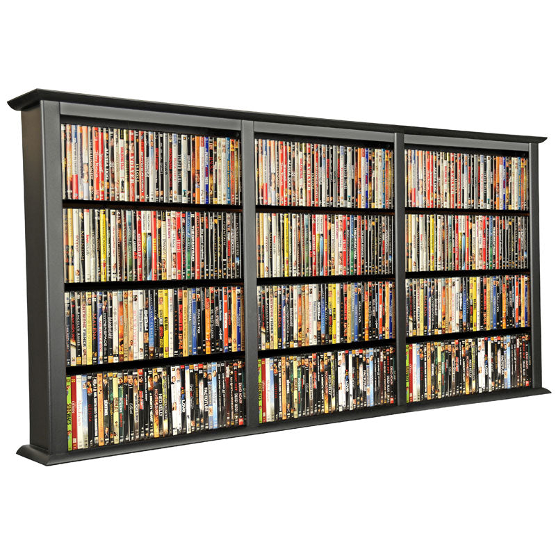 3-Wide Wall Mount Media Cabinet - Modern TV Stand with Storage Shelves for Living Room, Bedroom & Home Theater Organization