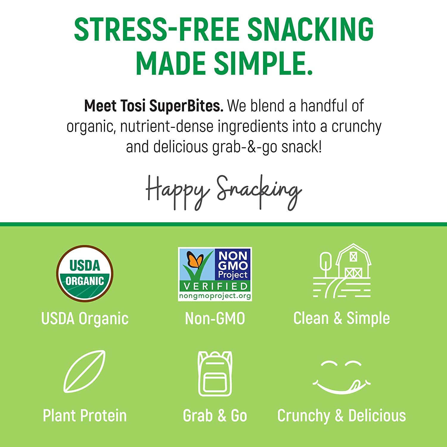 Organic SuperBites Vegan Snacks - Almond Flavor, 1 Oz Pack | Healthy Plant-Based Protein Snack for On-the-Go, Work, School & Travel | Gluten-Free, Non-GMO, Dairy-Free