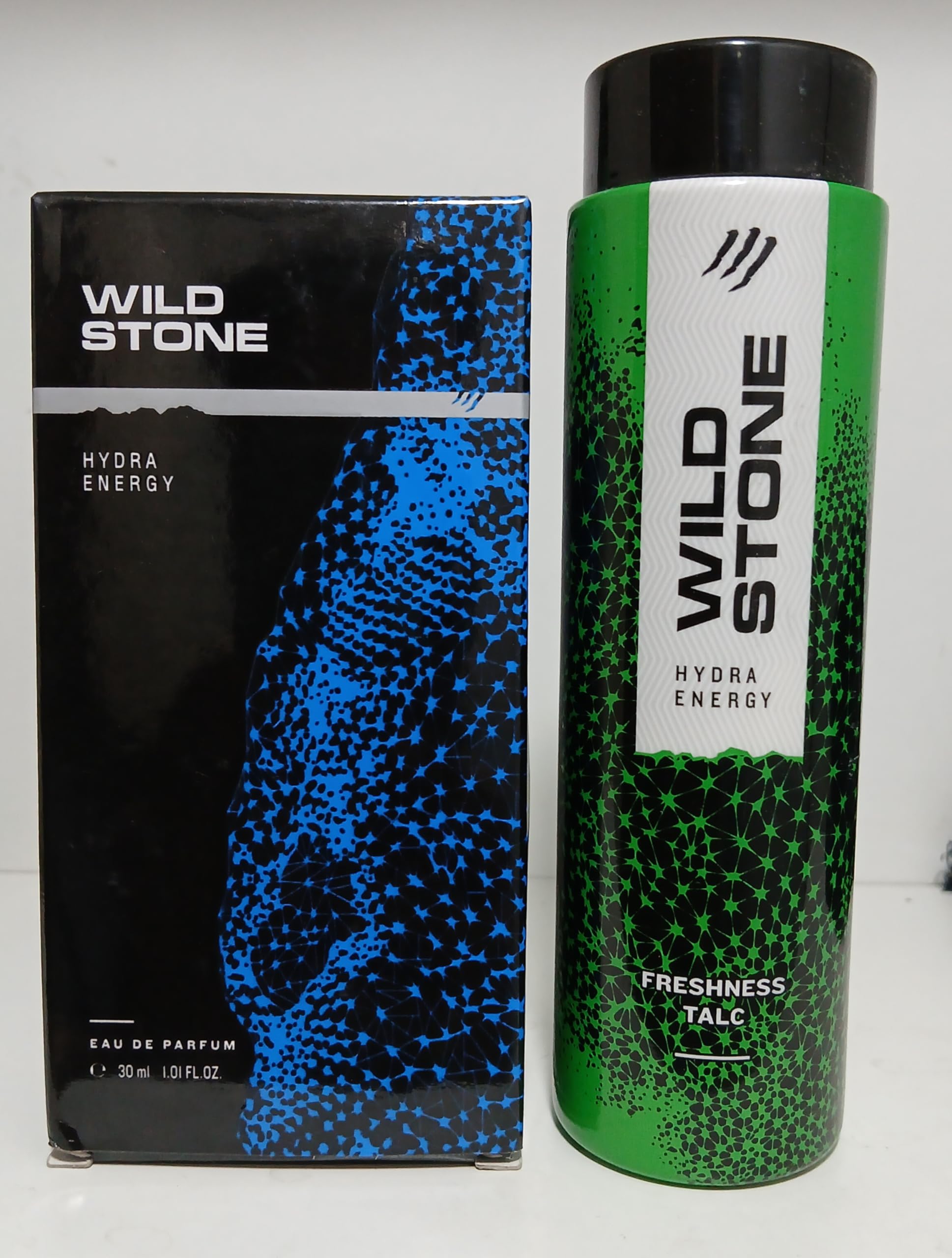 Wildd StonEE Hydra Energy Talcum Powder 50g & 30ml Perfume for Men - 2 Pack Set | Fresh Scent Body Powder & Cologne Gift Set for Daily Use, Gym & Travel