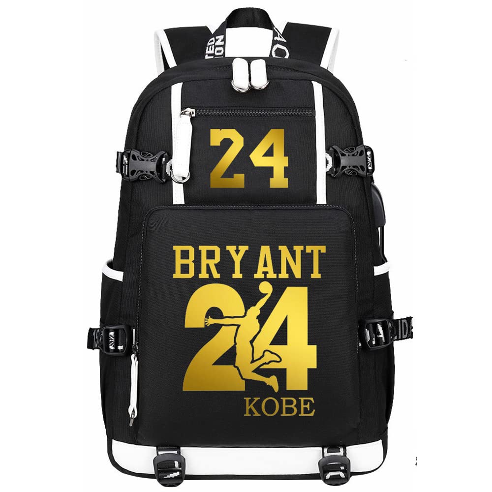 Men's Black Backpack for Laptop - Waterproof School Bag with USB Charging Port, Basketball Fan Sports Travel Rucksack for College Students & Office Workers (Black) - Perfect for Daily Commute, Gym & Weekend Getaways
