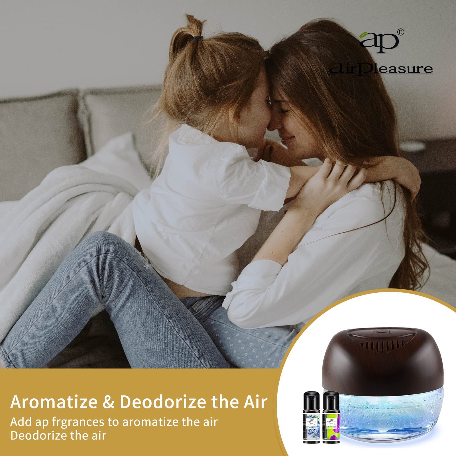 2-Pack Water-Based Air Purifier & Freshener with 7 LED Color Changing Mood Lights - Aromatherapy Diffuser for Home, Office, Bedroom, and Living Room - Eliminates Odors & Enhances Relaxation