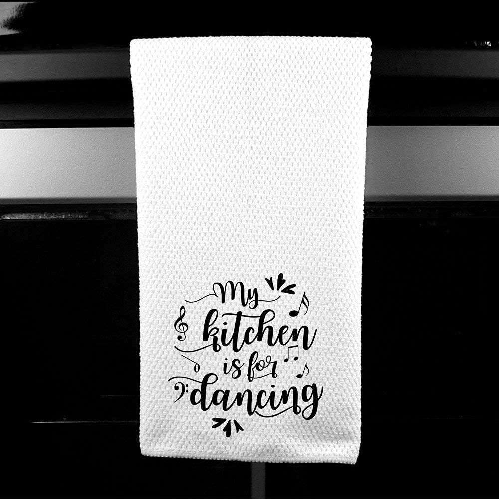 Funny Microfiber Kitchen Towel - 'My Kitchen is for Dancing' Novelty Gift for Women - Perfect for Cooking, Cleaning & Housewarming Gifts