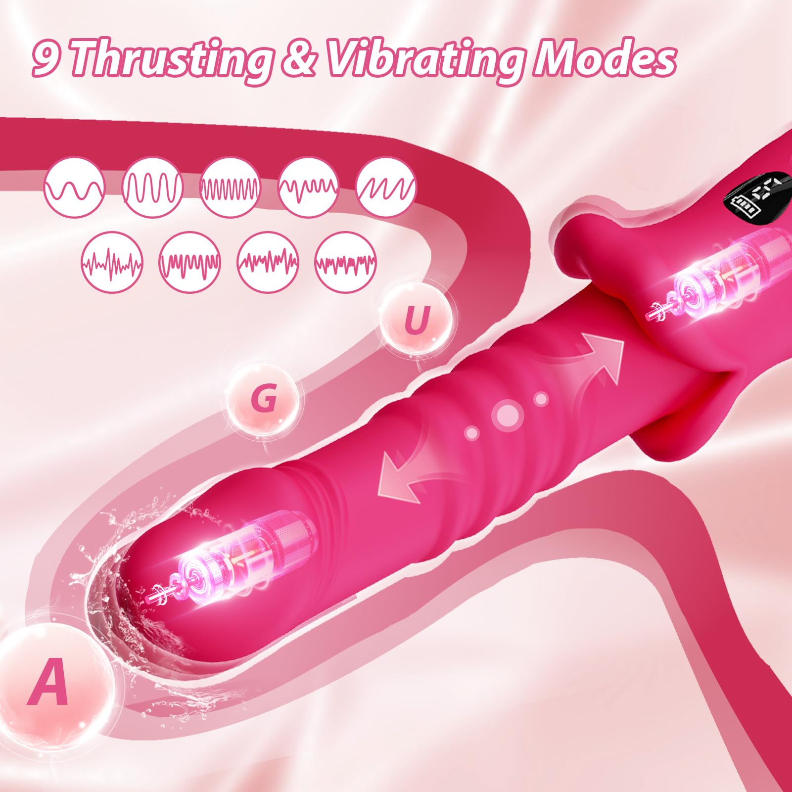 9-Speed Thrusting Dildo Vibrator with G-Spot Stimulation - Realistic Mouth-Shaped Adult Toy with 9 Vibration Modes & LED Display - Perfect for Couples Play and Solo Pleasure