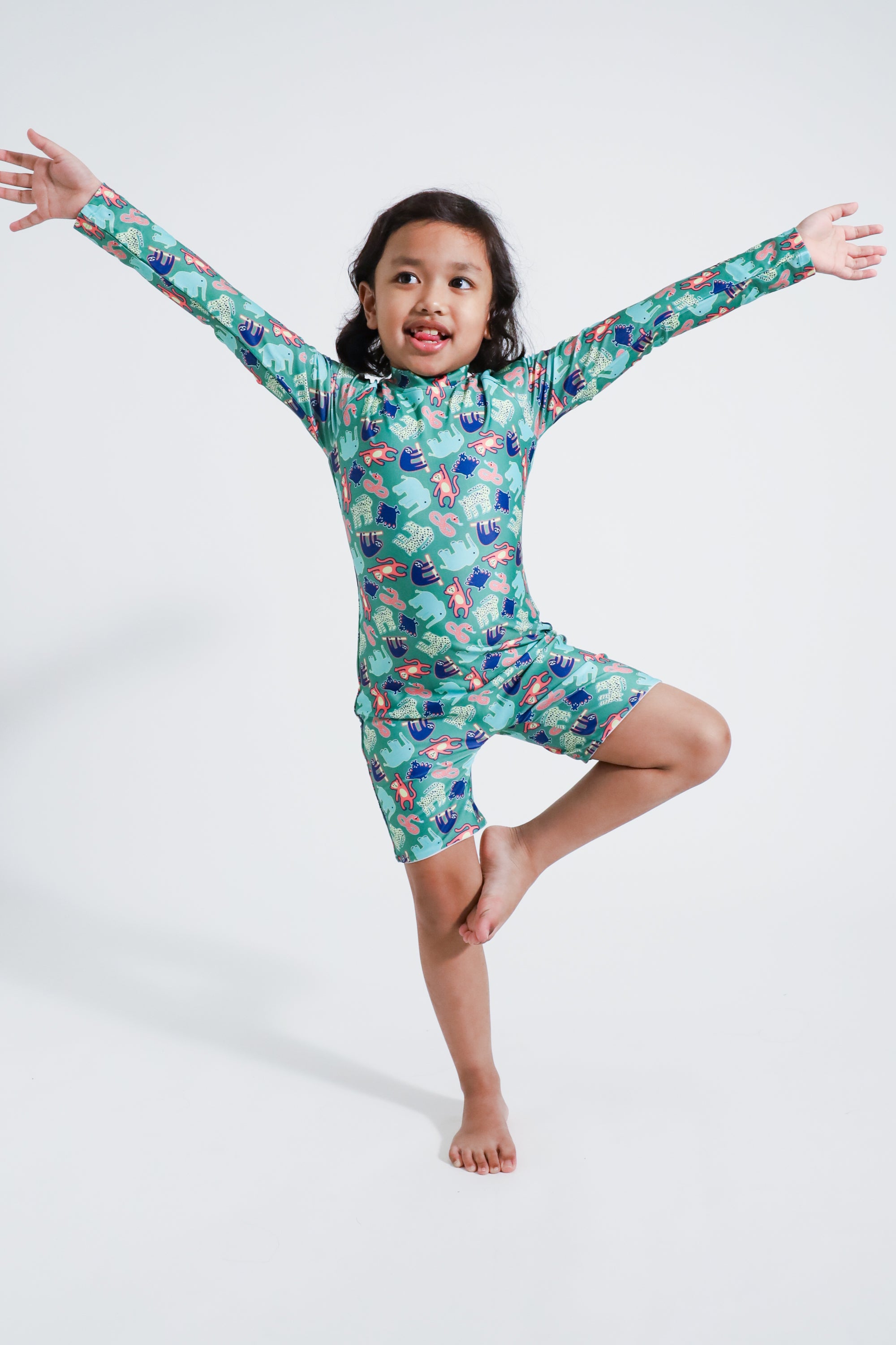 Lazarus Kids UV Protection Swimwear - Jungle Mingle Print Rash Guard & Swim Shirt for Boys & Girls | Beach, Pool & Outdoor Water Activities